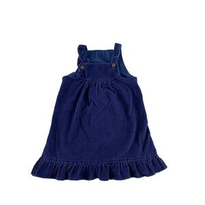 Vintage Coming Thing Dress Girls 5 Blue Corduroy Ruffle Hem Pinafore Jumper Red
